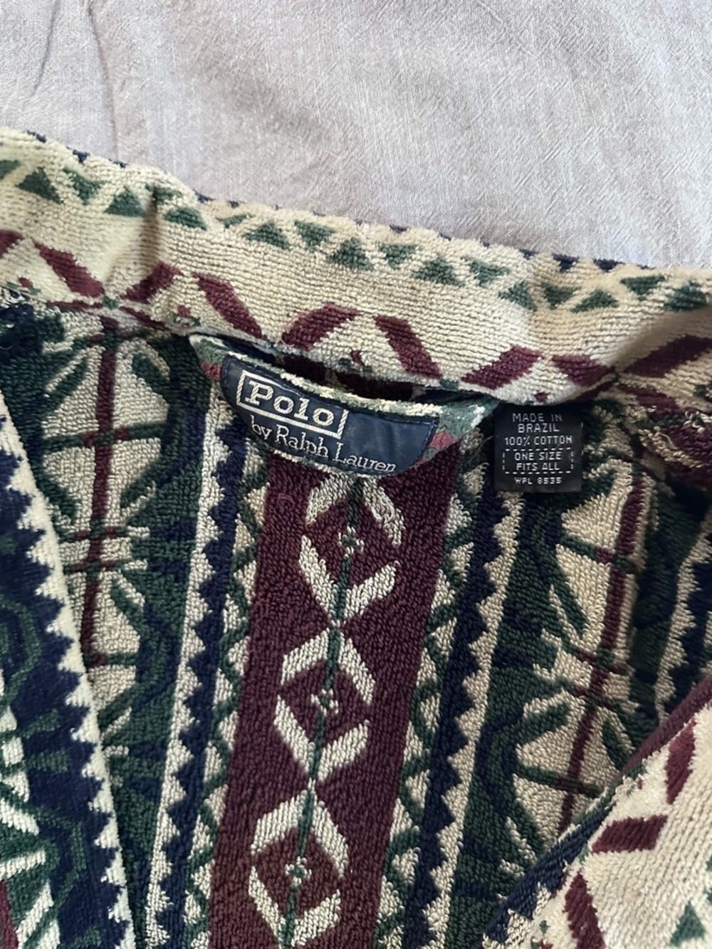 Vintage Polo Ralph Lauren belted robe, 100% cotton, made in Brazil, One Size - Picture 4 of 5